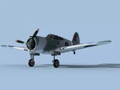 Curtiss H-75C Mohawk V21 RAF 3D model