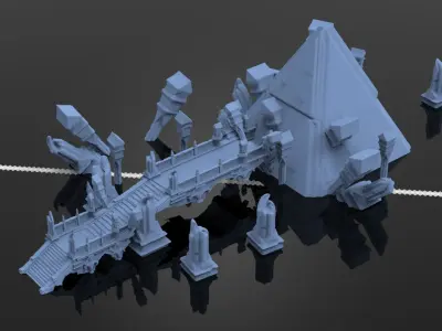 Sunken temple pillars 2 3D model