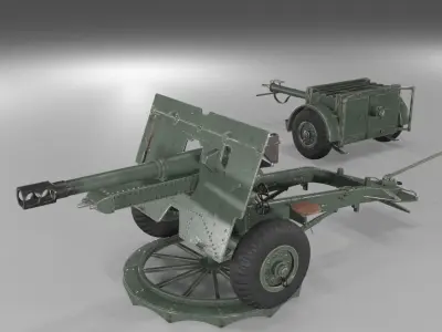Ordnance QF 25-pounder field gun Low-poly 3D model