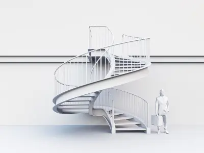 Industrial Spiral Stairs Low-poly 3D model