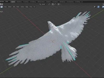 Eagle base mesh Low-poly 3D model