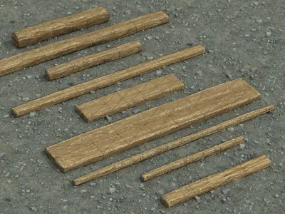 Common Wood Plank Dimensions Free low-poly 3D model