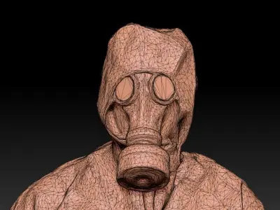 Soviet Liquidator of nuclear accident of Chernobyl 58 Low-poly 3D model