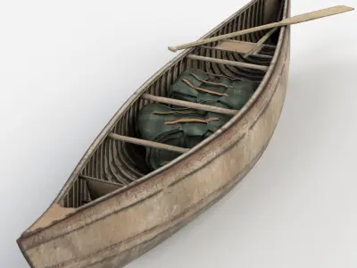 Canoe wooden 3D model