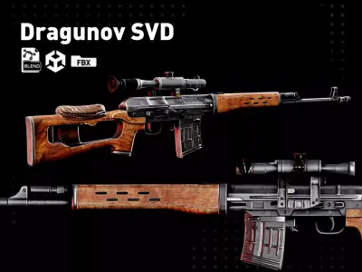 Dragunov SVD PBR Low-poly 3D model