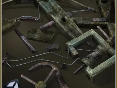 Animated Medieval Ballista Low-poly 3D model