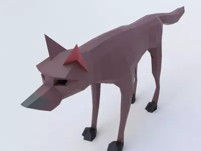 Wolf 3d model polygonal Low-poly 3D model