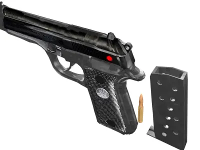 3D Rigged Pistol Low-poly 3D model