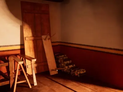 Movable medieval table and bench set Low-poly 3D model