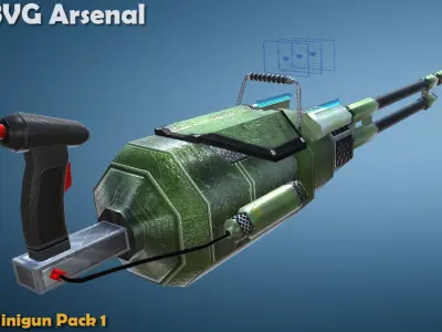 Minigun pack 1 Low-poly 3D model