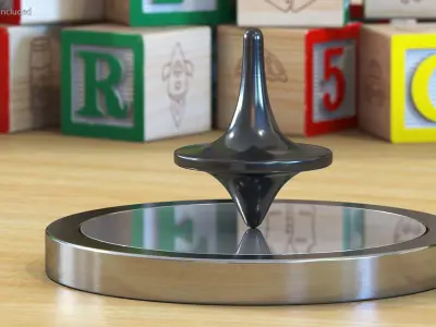 Metal Spinning Top with Base 3D model