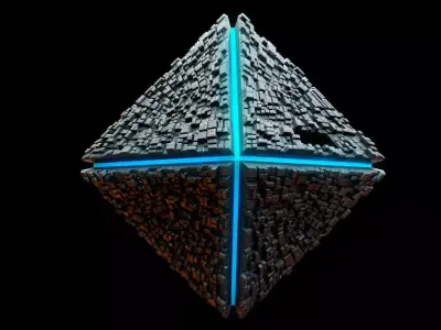 Diamond Spaceship Midpoly Low-poly 3D model