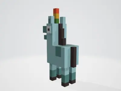 Crossy Road type game Unicorn and Rider Low-poly 3D model