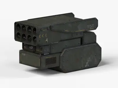 Multiple rocket launcher PBR Game ready Low-poly 3D model