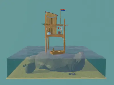 Sea Shack - Low Poly Low-poly 3D model