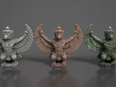 Ancient Khmer Statue 04-250522 Low-poly 3D model