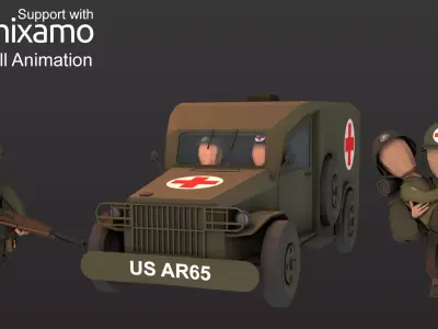 WW2 US Medic Low-poly 3D model