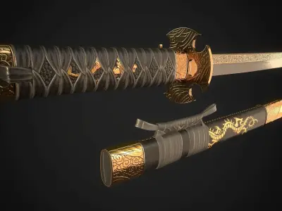 Tanto 05 Low-poly 3D model
