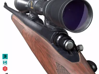 Remington Model 700 Low-poly 3D model