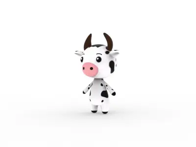 Cartoon Cow v002 character 3D model