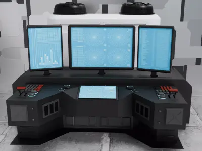 SciFi Lab Asset Pack Cryo Pod and Control Desk plus FREE UFO  3D model