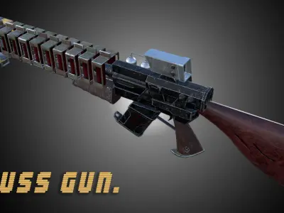 Gauss gun Low-poly 3D model