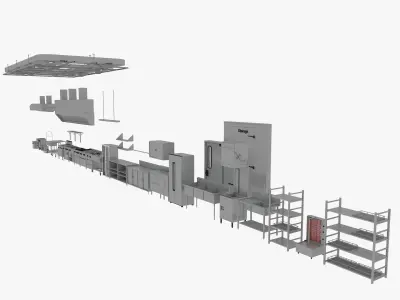 Commercial Kitchen Equipments 3D model purchase