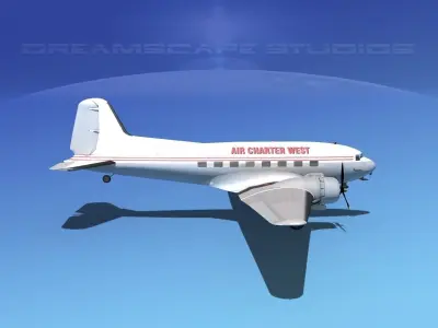 Douglas DC-3 Air Charter 3D model