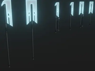 Sci-fi spears and swords collection pack Low-poly 3D model