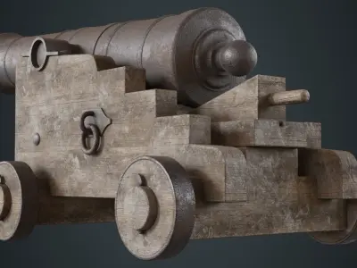 Vessel Cannon 1B Low-poly 3D model