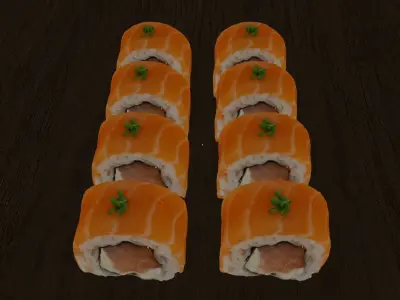 Sushi Philadelphia lite Realistic 3d model Low-poly 3D model