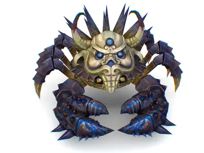 Blue Giant Crab Shell Crayfish Arthropods Sea Animal Low-poly 3D model