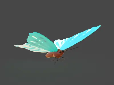 Butterfly Wing Flapping 6 Animated Low-poly 3D model