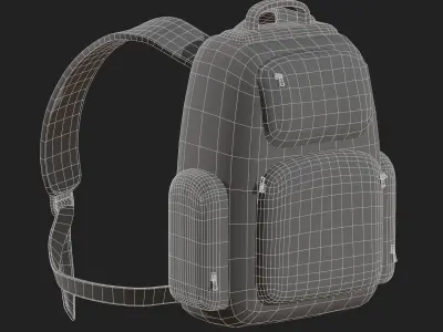 Backpack Camping Generic military Black baggage Low-poly 3D model