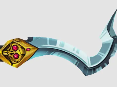 Steel Ritual Curved Dagger Iron Short Sword Leather Hilt Lowpoly Low-poly 3D model