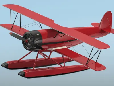 Sea Plane Biplane 04 3D model