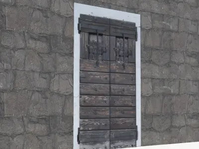 Ancient door 2 Low-poly 3D model