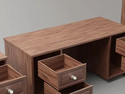 Simple Desk Set - Low Poly PBR Low-poly 3D model