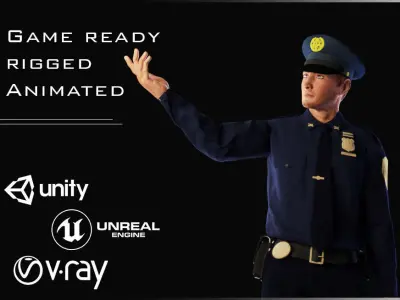 Policeman Character 02 Low-poly 3D model