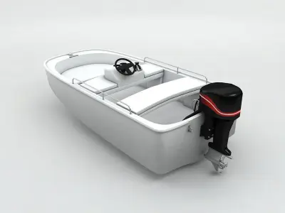 Fishing Motor Boat Dinghy 2 Low-poly 3D model