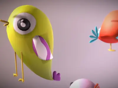 Cartoon Bird Low-poly 3D model