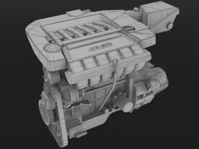 Volkswagen Golf R32 VR6 24v engine Low-poly 3D model