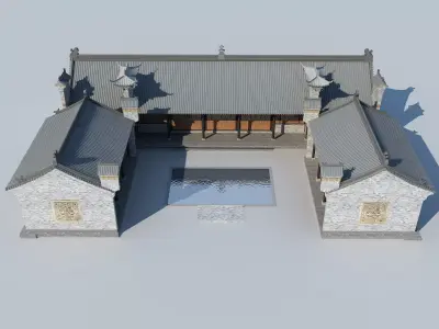 Chinese ancient architecture Low-poly 3D model