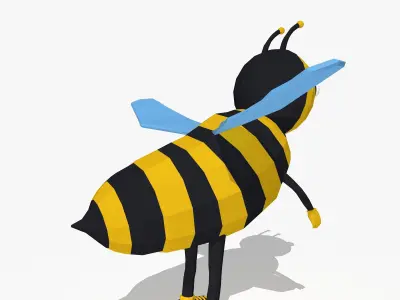 Cartoon Bee in Low Poly Style Low-poly 3D model