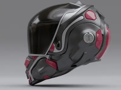 helmet futuristic with accents 3D model