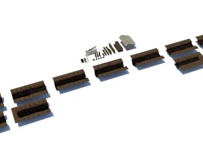 Traditional peat turf gathering kit Low-poly 3D model