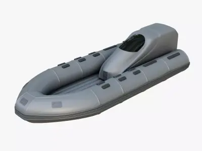 Civilian Inflatable Dinghy Silver Color 3D model