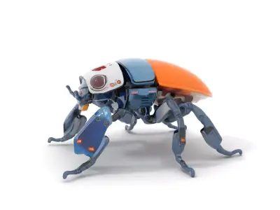 Robotic Beetle Orange model pack Low-poly 3D model