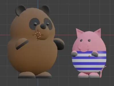 Winnie The Pooh and Piglet 3D model