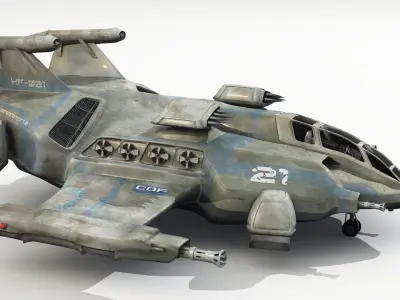 Heavy Space Fighter Low-poly 3D model